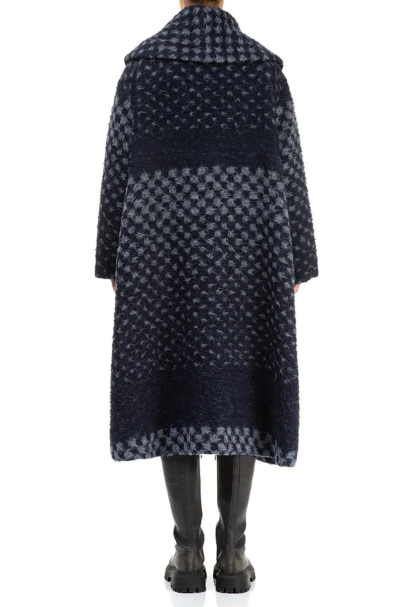 Blue Alpaca Wool Trapeze Coat 2