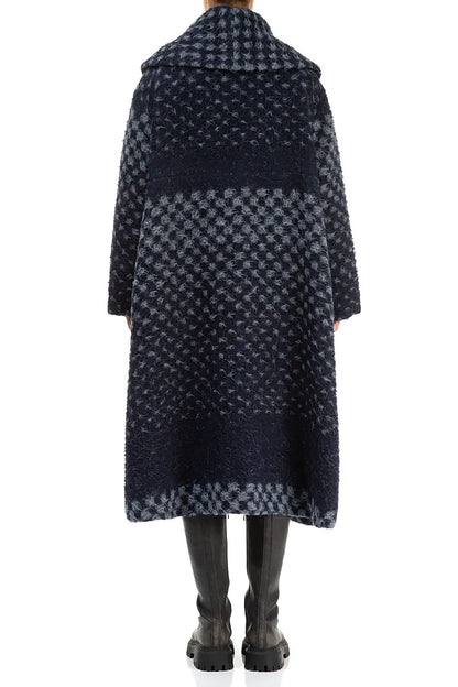 Blue Alpaca Wool Trapeze Coat 2