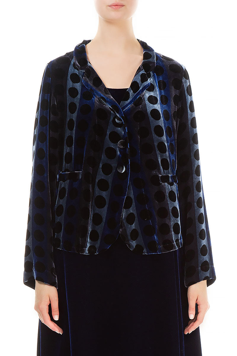 Blue Circles Silk Velvet Jacket