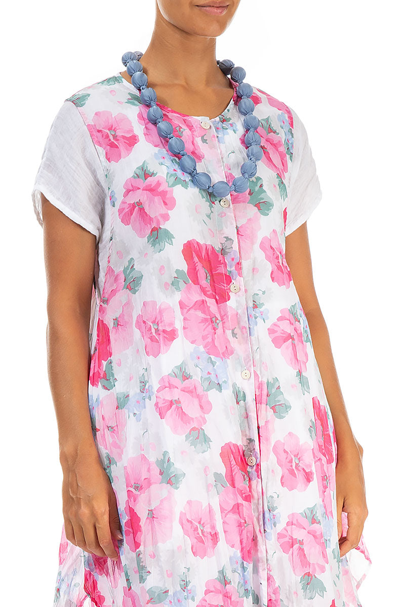 Blaue Nova-Halskette mit Seidenperlen