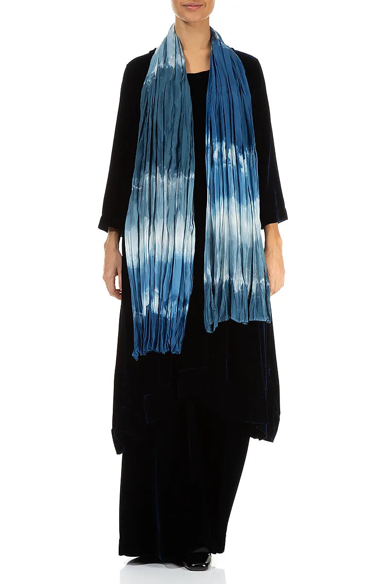 Blue Ombré Pure Silk Scarf 2