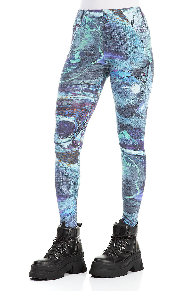 Blue Reverie Cotton Leggings 3