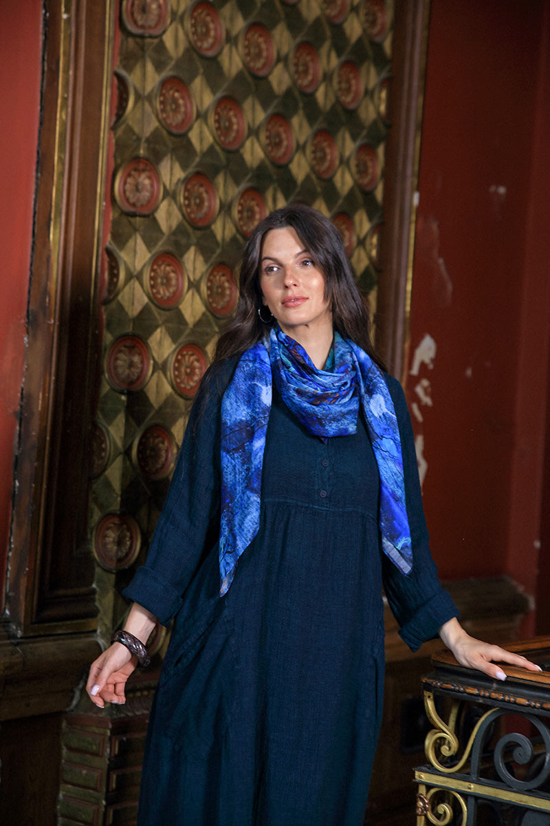 Blue Reverie Silk Cotton Scarf 8