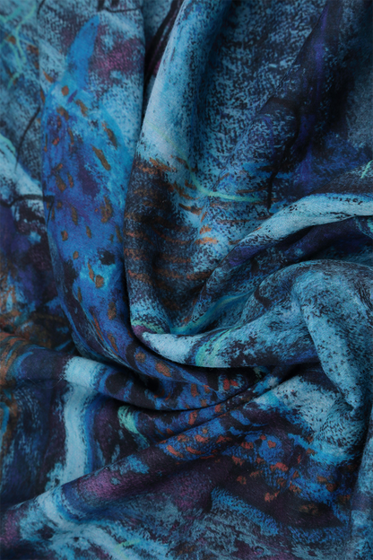 Blue Reverie Silk Cotton Scarf 5