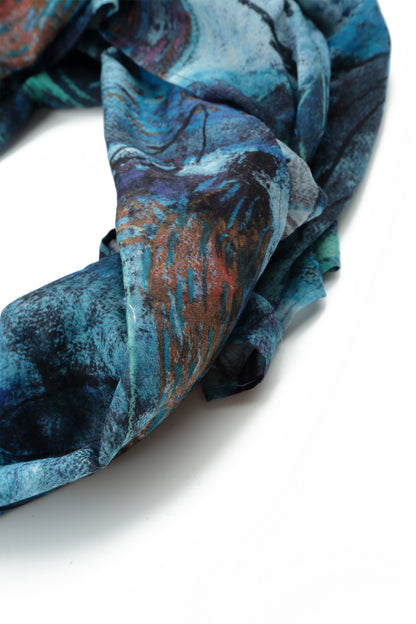 Blue Reverie Silk Cotton Scarf 5