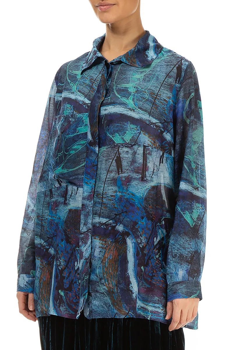 Blue Reverie Silk Cotton Shirt 3