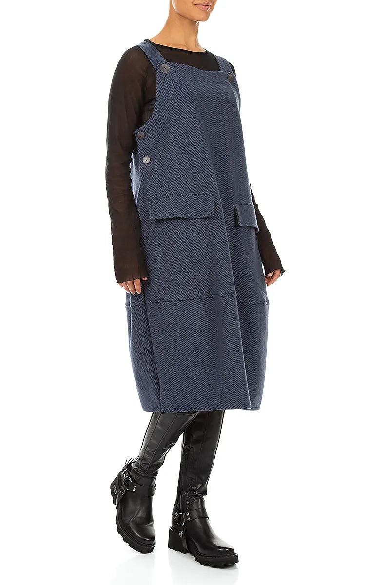 Blue Wool Dungaree Dress 3