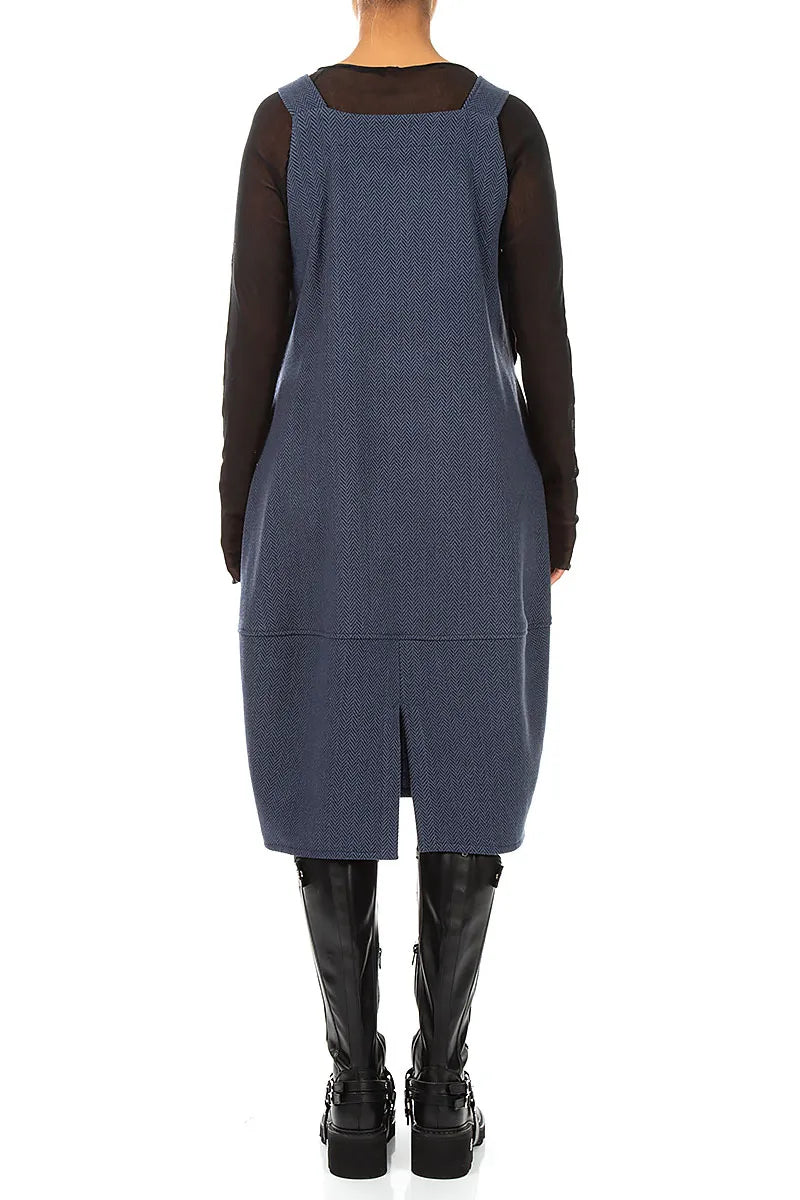 Blue Wool Dungaree Dress 2