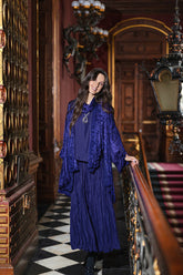 Round Boat Neck Royal Purple Silk Bamboo Top 6