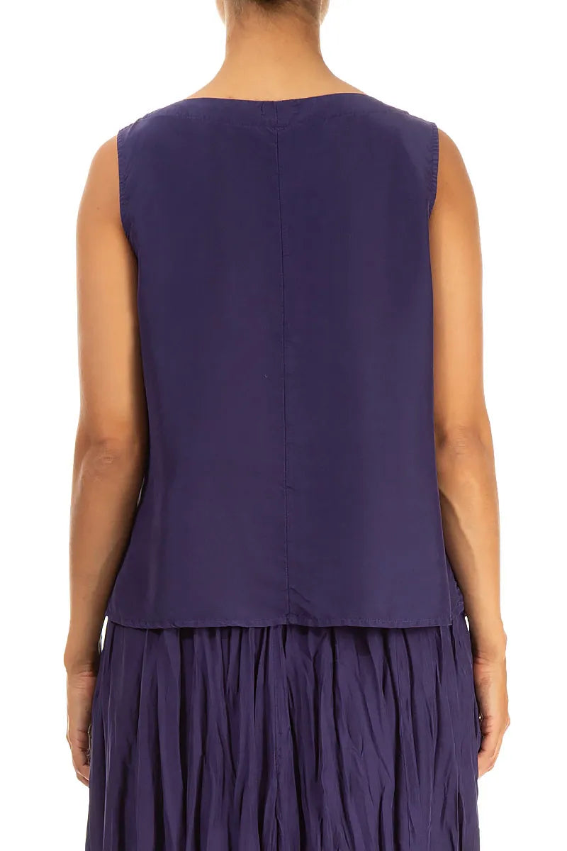 Round Boat Neck Royal Purple Silk Bamboo Top 2