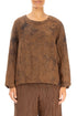 Boxy Aged Copper Marble Crinkled Silk Blouse 1