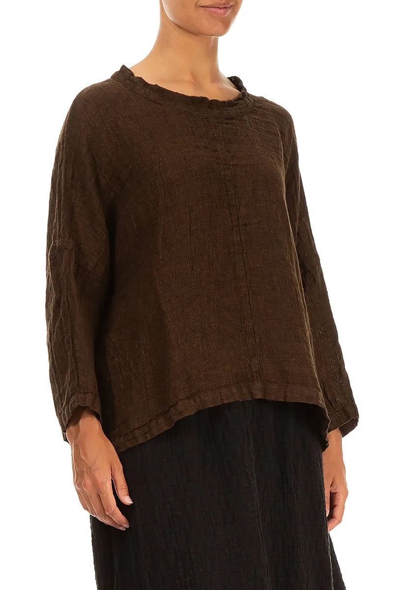 Boxy Aged Copper Mélange Linen Blouse 3