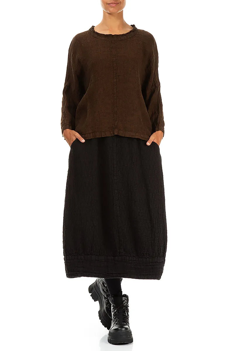 Boxy Aged Copper Mélange Linen Blouse 4