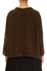 Boxy Aged Copper Mélange Linen Blouse 2