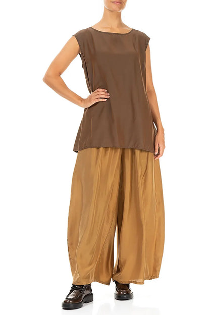 Boxy Aged Copper Silk Bamboo Blouse 4