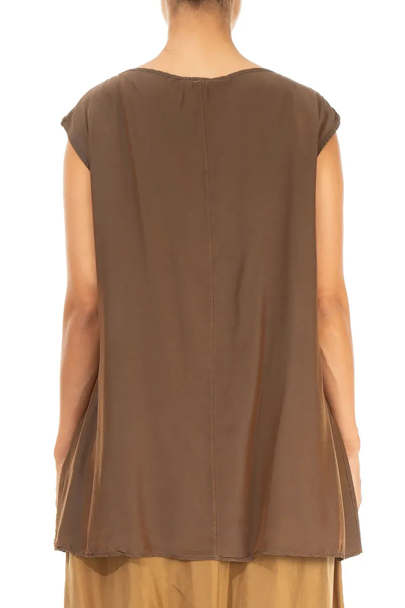 Boxy Aged Copper Silk Bamboo Blouse 2