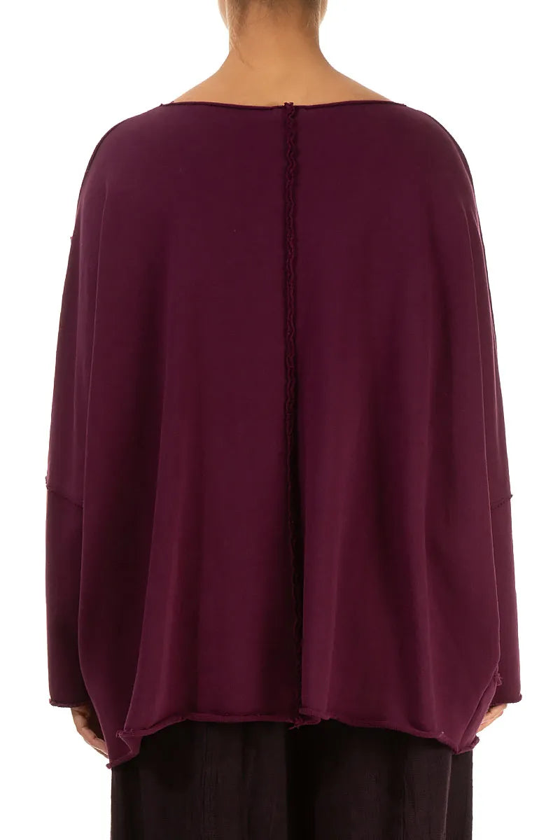 Pull carré en coton aubergine