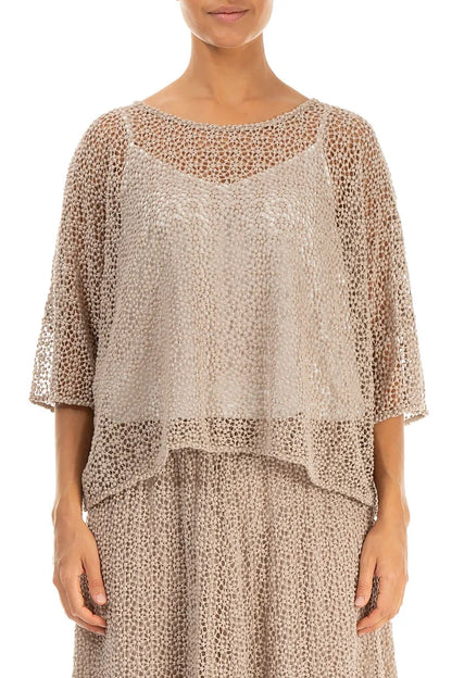 Boxy Beige Broderie Cotton Blouse 2