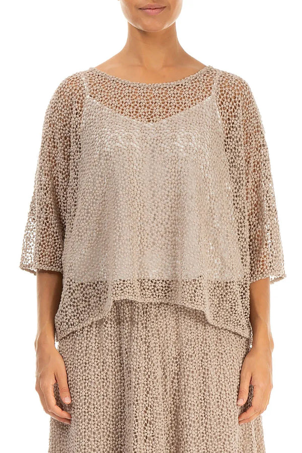 Boxy Beige Broderie Cotton Blouse 1