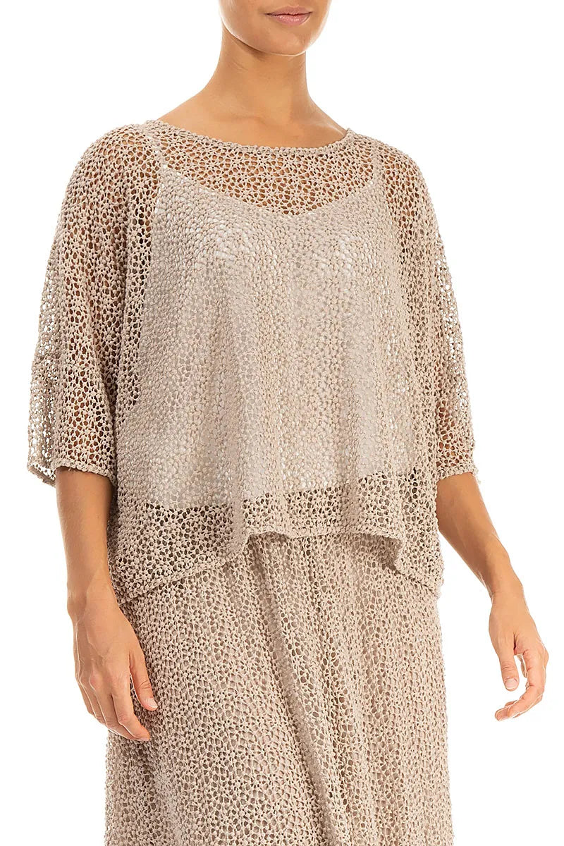 Boxy Beige Broderie Cotton Blouse 4
