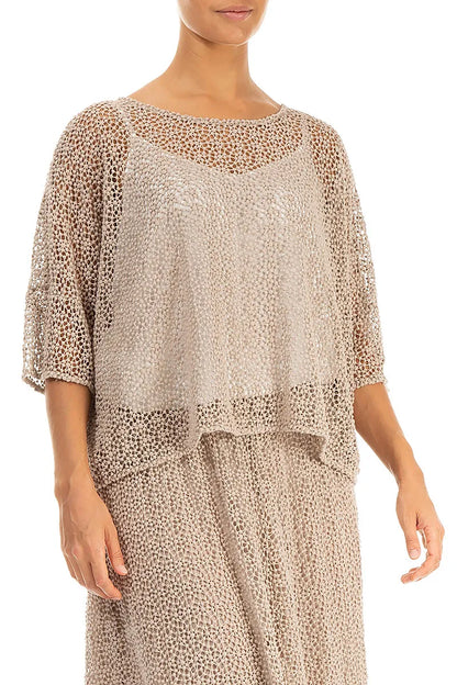 Boxy Beige Broderie Cotton Blouse 4