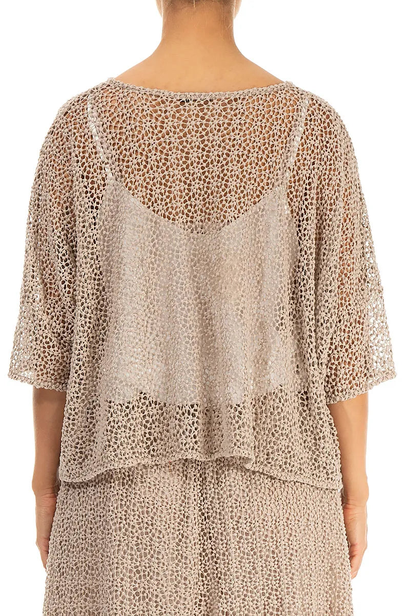 Boxy Beige Broderie Cotton Blouse 3