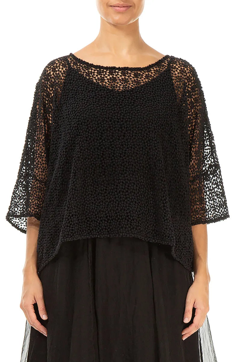 Boxy Black Broderie Cotton Blouse 1