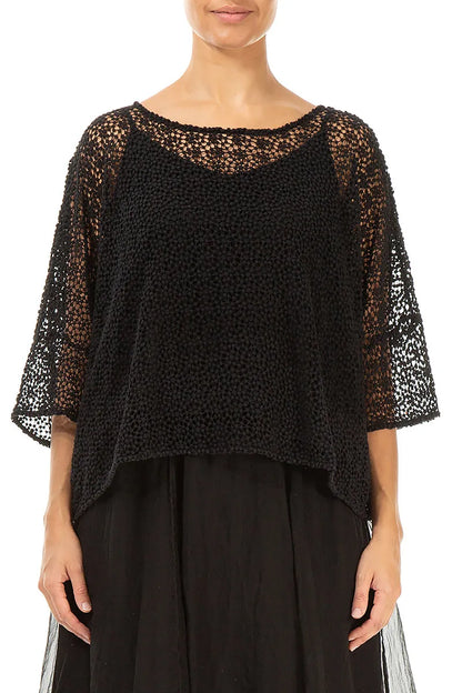 Boxy Black Broderie Cotton Blouse 1