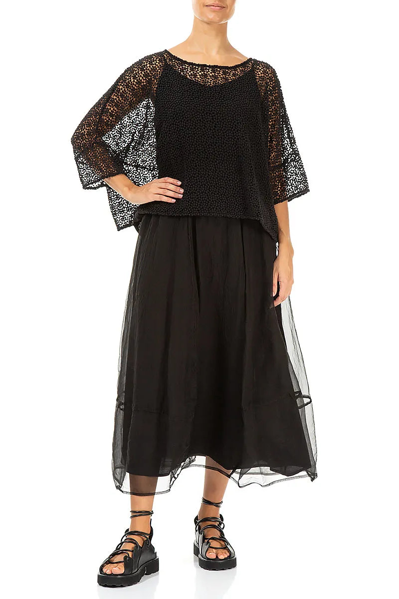 Boxy Black Broderie Cotton Blouse 4