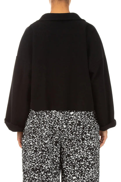 Boxy Black Cotton Jersey Jacket 3