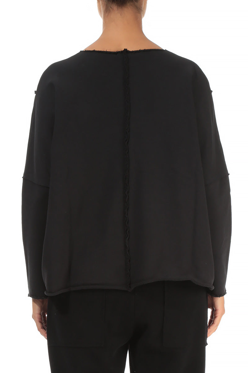 Boxy Black Cotton Jumper