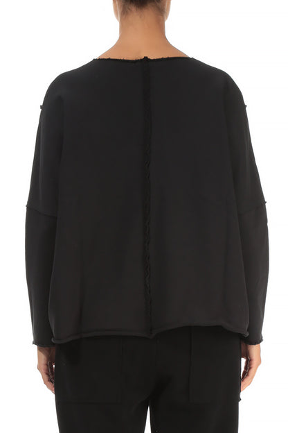 Boxy Black Cotton Jumper