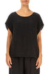 Boxy Black Crinkled Silk Blouse 1