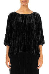 Boxy Black Crumpled Silk Velvet Blouse 1