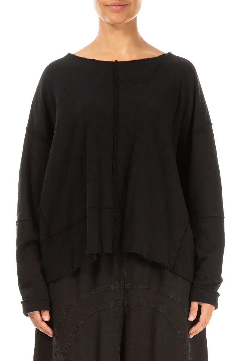 Boxy Black Wavy Cotton Jumper 1