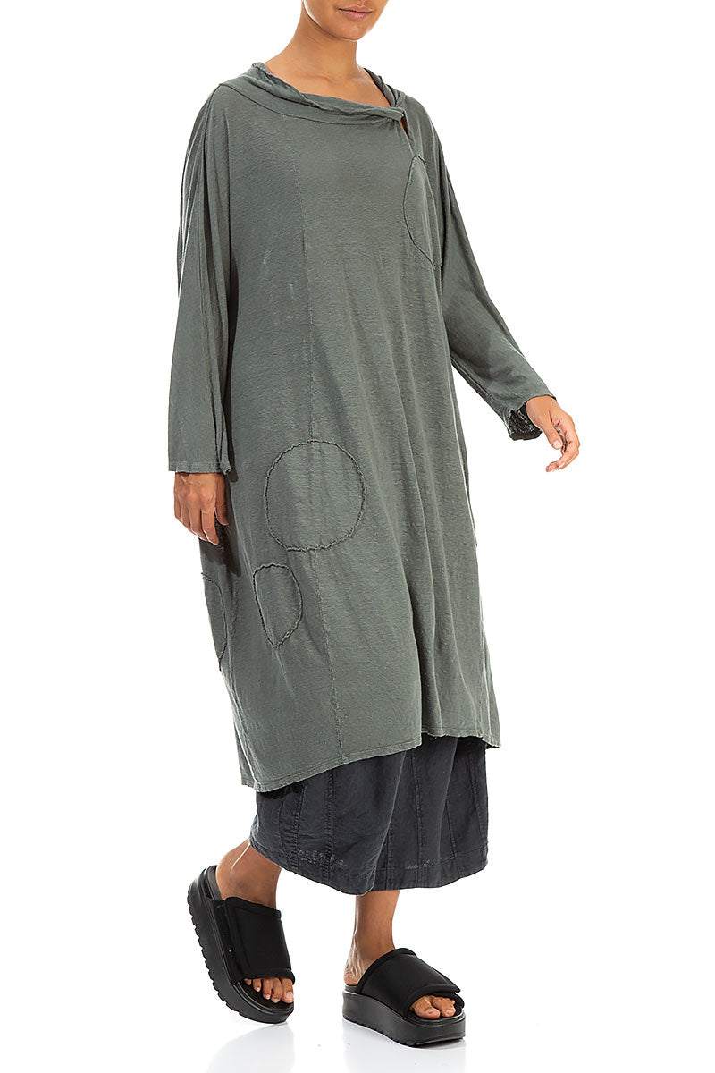 Boxy Bubble Décor Sage Linen Jersey Dress 3