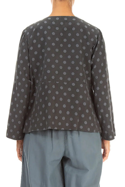 Boxy Charcoal Dotty Silk Jacket 2