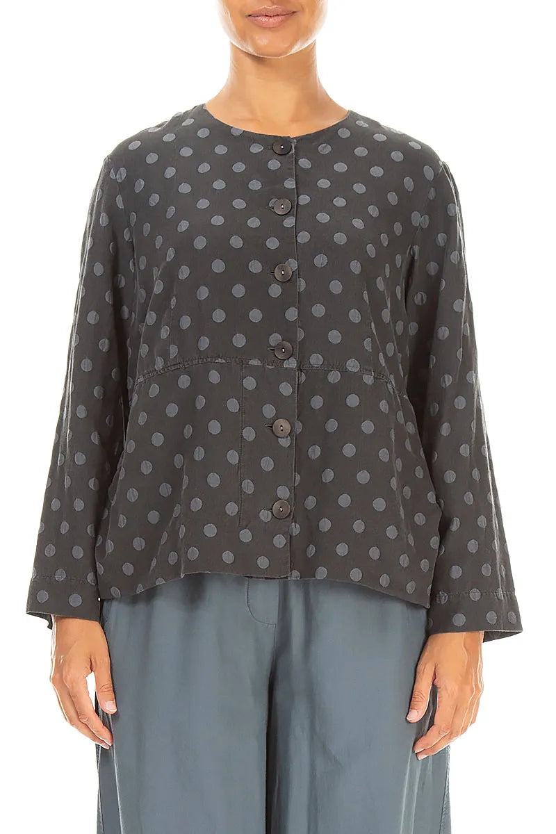 Boxy Charcoal Dotty Silk Jacket 1