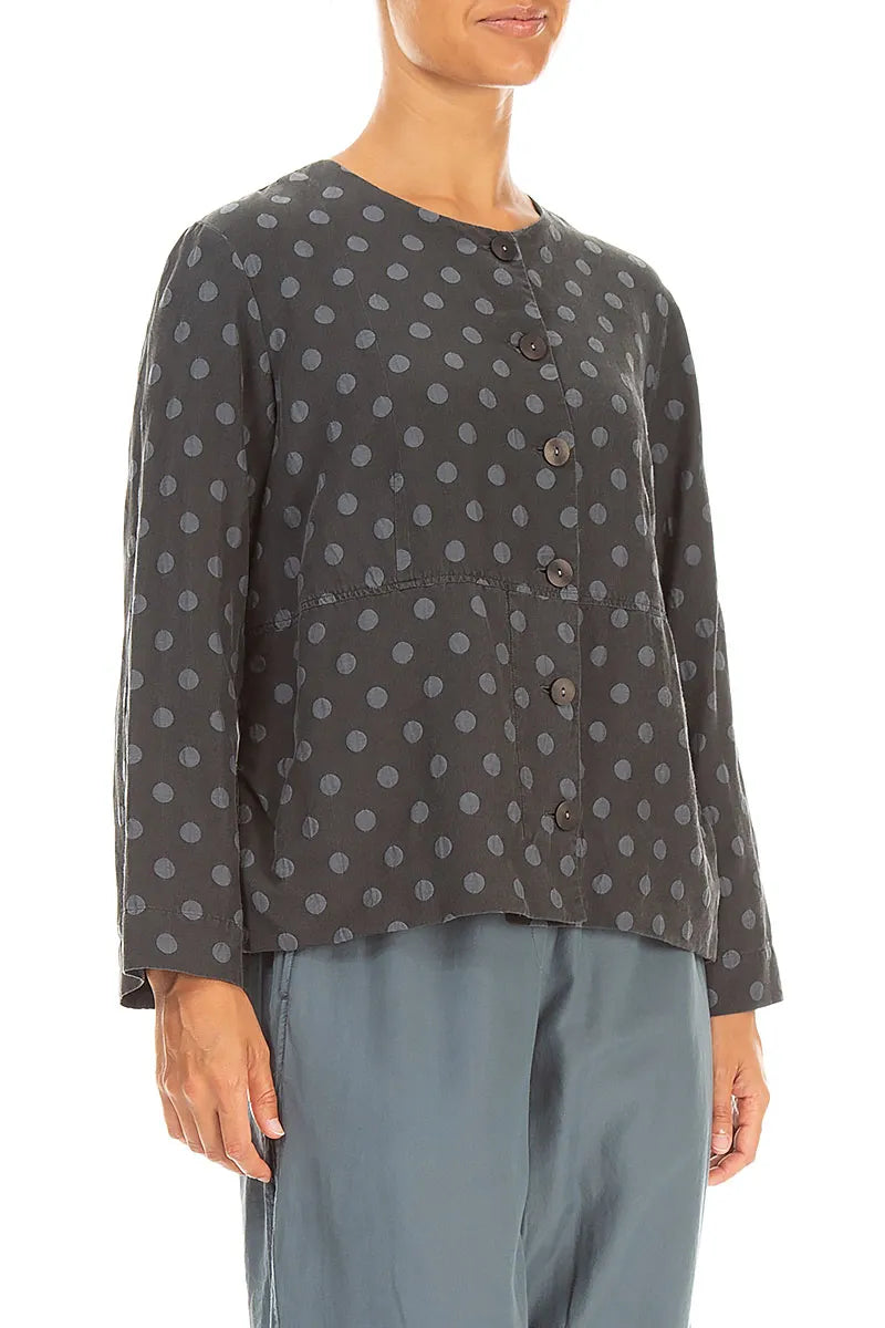 Boxy Charcoal Dotty Silk Jacket 3