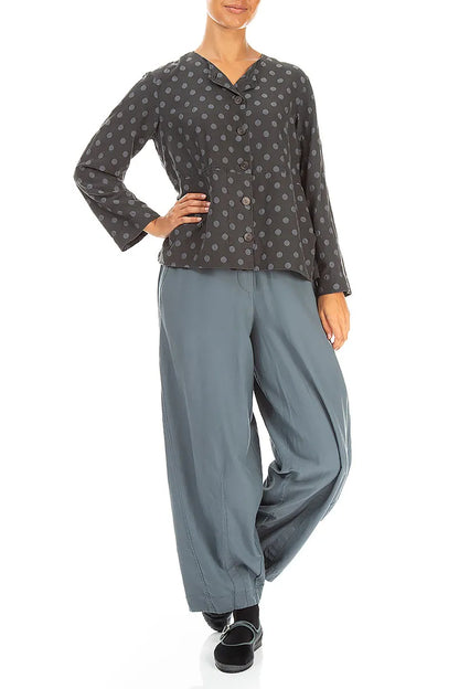 Boxy Charcoal Dotty Silk Jacket 4