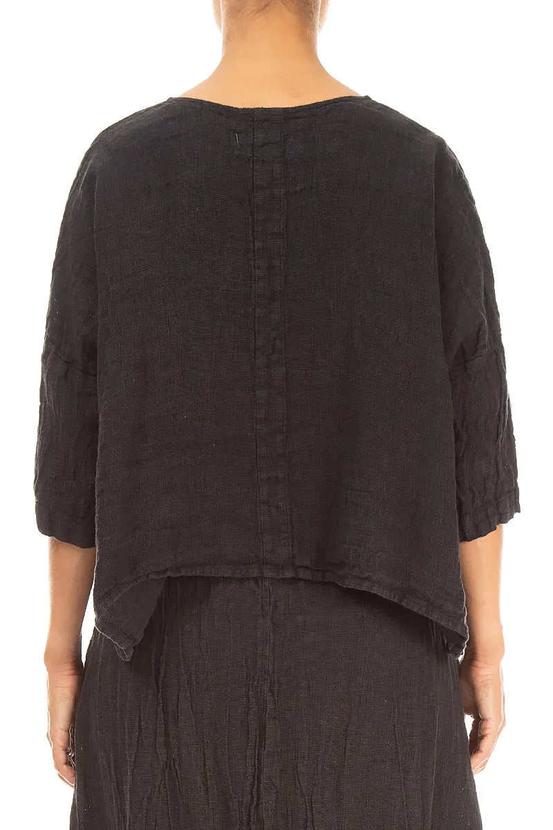Boxy Charcoal Mélange Linen Jacket 2