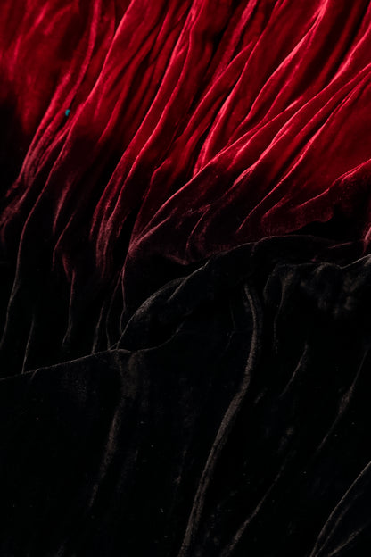 Boxy Cherry Red Silk Velvet Ombré Blouse 5