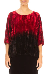 Boxy Cherry Red Silk Velvet Ombré Blouse 1
