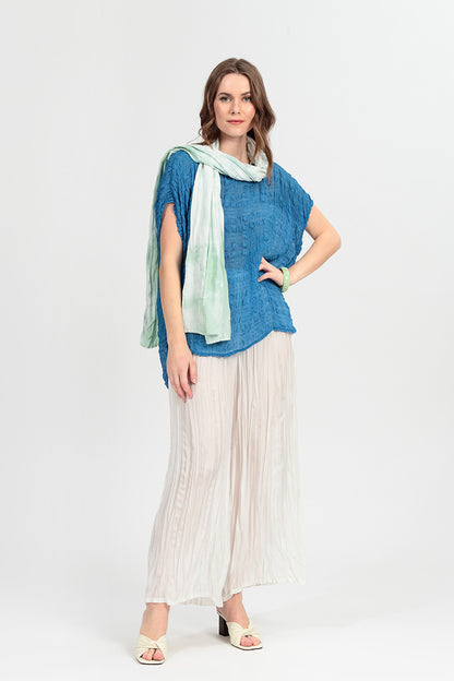 Boxy Cobalt Blue Light Silk Blouse 6