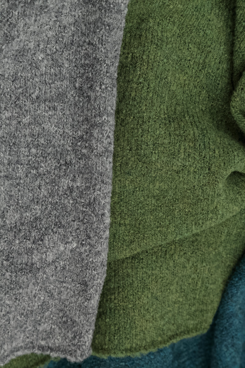 Boxy Colour-Block Green Teal Wool Sweater 6