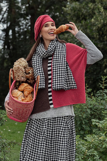 Boxy Colour-Block Rose Brown Wool Sweater