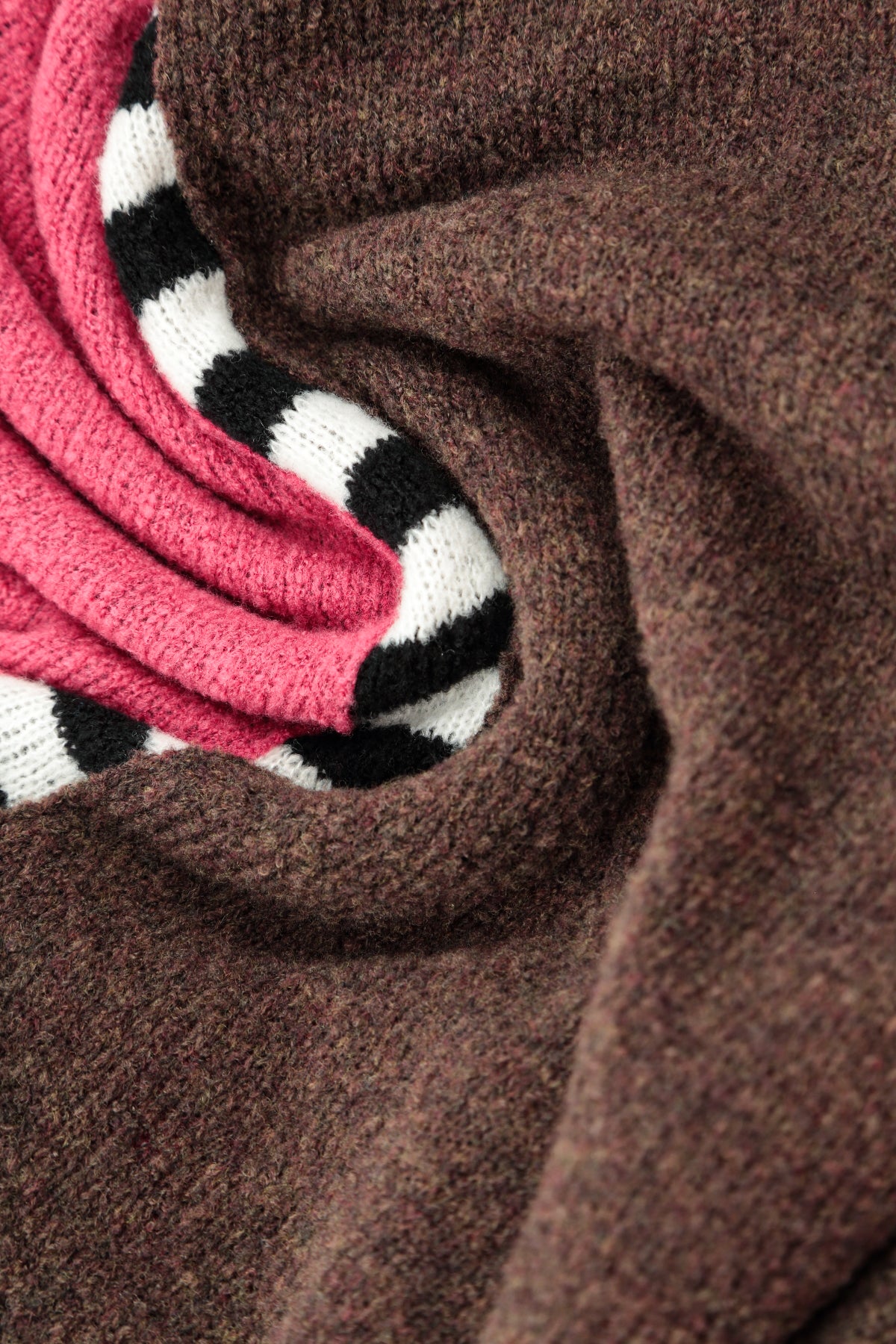 Boxy Colour-Block Rose Brown Wool Sweater