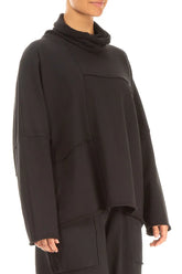 Boxy Cowl Neck Black Cotton Jumper 3