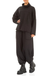 Boxy Cowl Neck Black Cotton Jumper 4