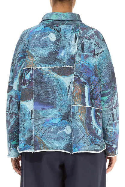 Boxy Cowl Neck Blue Reverie Cotton Jumper 2